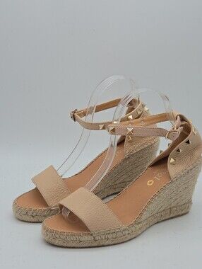 Anthropologie x Maypol Nalino Leather Rock Stud Espadrille Wedge Sandals Size 8